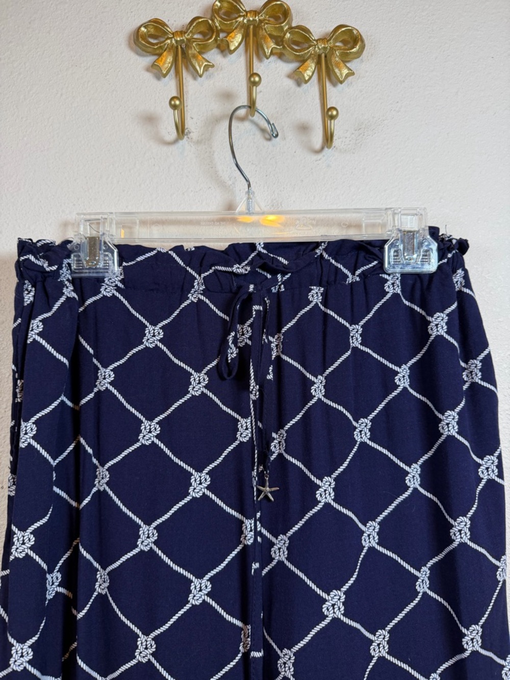 Classic Concept Nautical Navy & White Drawsting Pants w/ Rope Design. Size L - Picture 2 of 6